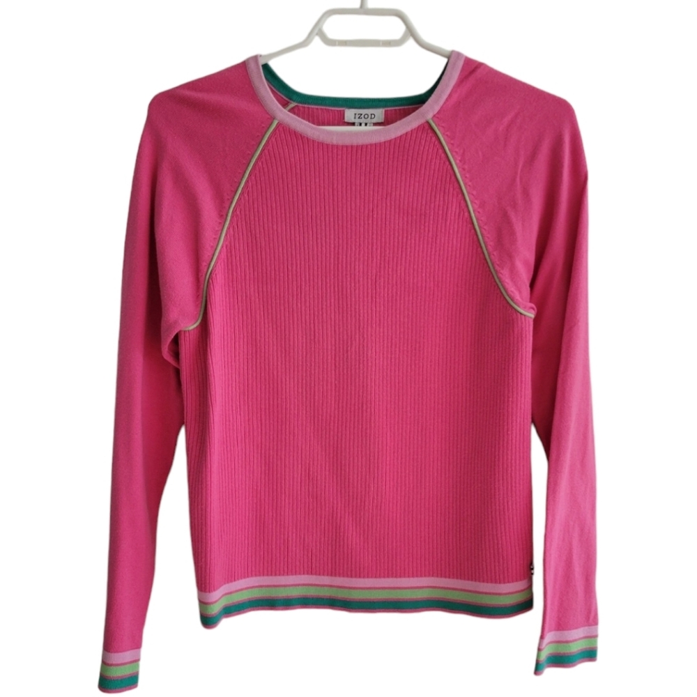 IZOD Barbie Pink Ribbed Long Sleeve Shirt Size M